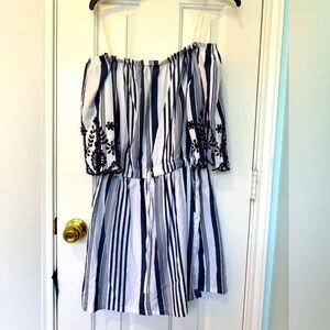 Striped Dress with Embroidered Sleeves